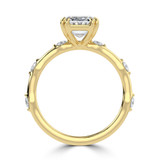 Emerald Lab Created Diamond Double Prong Hidden Halo Solitaire with Accents Engagement Ring in Yellow Gold (MVSLG1616-Y)