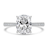 Cushion Lab Created Diamond Cathedral Tapered Pave Solitaire with Accents Engagement Ring in White Gold (MVSLG1617-W)