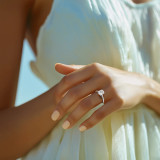 Cushion Lab Created Diamond Cathedral Tapered Pave Solitaire with Accents Engagement Ring in White Gold (MVSLG1617-W)