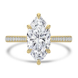 Marquise Lab Created Diamond Cathedral Tapered Pave Solitaire with Accents Engagement Ring in Yellow Gold (MVSLG1619-Y)