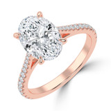 Oval Lab Created Diamond Cathedral Tapered Pave Solitaire with Accents Engagement Ring in Rose Gold (MVSLG1620-R)