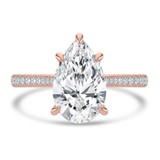 Pear Lab Created Diamond Cathedral Tapered Pave Solitaire with Accents Engagement Ring in Rose Gold (MVSLG1621-R)