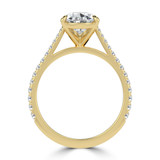 Pear Lab Created Diamond Cathedral Tapered Pave Solitaire with Accents Engagement Ring in Yellow Gold (MVSLG1621-Y)
