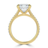 Princess Lab Created Diamond Cathedral Tapered Pave Solitaire with Accents Engagement Ring in Yellow Gold (MVSLG1622-Y)