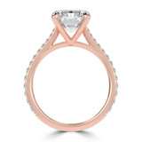 Radiant Lab Created Diamond Cathedral Tapered Pave Solitaire with Accents Engagement Ring in Rose Gold (MVSLG1623-R)