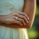 Radiant Lab Created Diamond Cathedral Tapered Pave Solitaire with Accents Engagement Ring in Rose Gold (MVSLG1623-R)