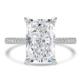 Radiant Lab Created Diamond Cathedral Tapered Pave Solitaire with Accents Engagement Ring in White Gold (MVSLG1623-W)