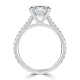 Radiant Lab Created Diamond Cathedral Tapered Pave Solitaire with Accents Engagement Ring in White Gold (MVSLG1623-W)