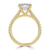 Radiant Lab Created Diamond Cathedral Tapered Pave Solitaire with Accents Engagement Ring in Yellow Gold (MVSLG1623-Y)