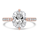 Cushion Lab Created Diamond Hidden Halo Compass Set Rectangular Cushion Solitaire with Accents Engagement Ring in Rose Gold (MVSLG1625-R)