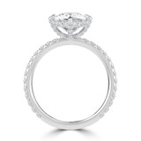 Cushion Lab Created Diamond Hidden Halo Compass Set Rectangular Cushion Solitaire with Accents Engagement Ring in White Gold (MVSLG1625-W)