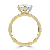 Cushion Lab Created Diamond Hidden Halo Compass Set Rectangular Cushion Solitaire with Accents Engagement Ring in Yellow Gold (MVSLG1625-Y)