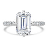 Emerald Lab Created Diamond Hidden Halo Compass Set Solitaire with Accents Engagement Ring in White Gold (MVSLG1626-W)