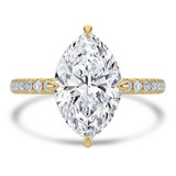 Marquise Lab Created Diamond Hidden Halo Compass Set Solitaire with Accents Engagement Ring in Yellow Gold (MVSLG1627-Y)