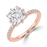 Princess Lab Created Diamond Hidden Halo Compass Set Solitaire with Accents Engagement Ring in Rose Gold (MVSLG1629-R)