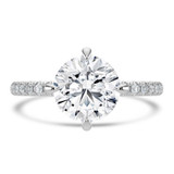 Round Lab Created Diamond Hidden Halo Compass Set Solitaire with Accents Engagement Ring in White Gold (MVSLG1631-W)