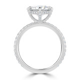 Round Lab Created Diamond Hidden Halo Compass Set Solitaire with Accents Engagement Ring in White Gold (MVSLG1631-W)