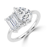 Emerald Lab Created Diamond Toi et Moi Solitaire with Accents Engagement Ring in White Gold (MVSLG1632-W)