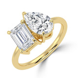 Emerald Lab Created Diamond Toi et Moi Solitaire with Accents Engagement Ring in Yellow Gold (MVSLG1632-Y)