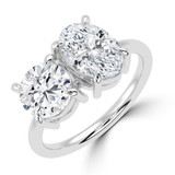 Round Lab Created Diamond Toi et Moi Solitaire with Accents Engagement Ring in White Gold (MVSLG1633-W)