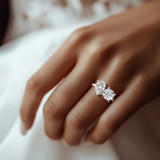 Round Lab Created Diamond Toi et Moi Solitaire with Accents Engagement Ring in White Gold (MVSLG1633-W)