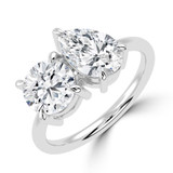 Round Lab Created Diamond Toi et Moi Solitaire with Accents Engagement Ring in White Gold (MVSLG1634-W)