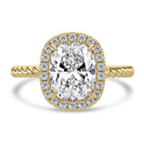 Cushion Lab Created Diamond Cushion Halo with Twisted Band Halo Engagement Ring in Yellow Gold (MVSLG1641-Y)