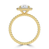 Cushion Lab Created Diamond Cushion Halo with Twisted Band Halo Engagement Ring in Yellow Gold (MVSLG1641-Y)