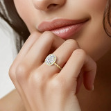 Cushion Lab Created Diamond Cushion Halo with Twisted Band Halo Engagement Ring in Yellow Gold (MVSLG1641-Y)