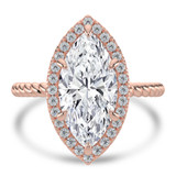 Marquise Lab Created Diamond Marquise Halo with Twisted Band Halo Engagement Ring in Rose Gold (MVSLG1642-R)