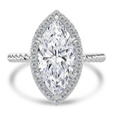 Marquise Lab Created Diamond Marquise Halo with Twisted Band Halo Engagement Ring in White Gold (MVSLG1642-W)