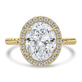 Oval Lab Created Diamond Oval Halo with Twisted Band Halo Engagement Ring in Yellow Gold (MVSLG1643-Y)