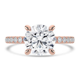 Round Lab Created Diamond Solitaire with Accents Engagement Ring in Rose Gold (MVSLG1645-R)