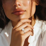 Round Lab Created Diamond Solitaire with Accents Engagement Ring in Yellow Gold (MVSLG1645-Y)