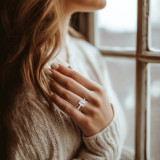 Emerald Lab Created Diamond Solitaire with Accents Engagement Ring in Rose Gold (MVSLG1646-R)