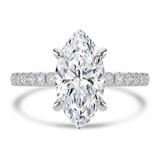 Marquise Lab Created Diamond Solitaire with Accents Engagement Ring in White Gold (MVSLG1648-W)
