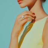 Oval Lab Created Diamond Solitaire with Accents Engagement Ring in White Gold (MVSLG1649-W)