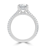 Cushion Lab Created Diamond Cathedral Double Hidden Halo Three-Row Pave Solitaire with Accents Engagement Ring in White Gold (MVSLG1653-W)