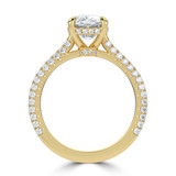 Cushion Lab Created Diamond Cathedral Double Hidden Halo Three-Row Pave Solitaire with Accents Engagement Ring in Yellow Gold (MVSLG1653-Y)