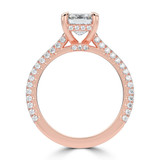 Emerald Lab Created Diamond Cathedral Double Hidden Halo Three-Row Pave Solitaire with Accents Engagement Ring in Rose Gold (MVSLG1654-R)