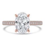 Oval Lab Created Diamond Cathedral Double Hidden Halo Three-Row Pave Solitaire with Accents Engagement Ring in Rose Gold (MVSLG1656-R)