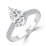 Pear Lab Created Diamond Cathedral Double Hidden Halo Three-Row Pave Solitaire with Accents Engagement Ring in White Gold (MVSLG1657-W)