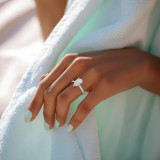 Pear Lab Created Diamond Cathedral Double Hidden Halo Three-Row Pave Solitaire with Accents Engagement Ring in White Gold (MVSLG1657-W)