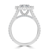 Radiant Lab Created Diamond Floral Halo Cathedral with Accented Bridge and Basket Halo Engagement Ring in White Gold (MVSLG1660-W)
