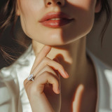 Radiant Lab Created Diamond Floral Halo Cathedral with Accented Bridge and Basket Halo Engagement Ring in White Gold (MVSLG1660-W)