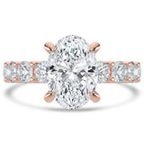 Oval Lab Created Diamond Shared U-Shape Prong Solitaire with Accents Engagement Ring in Rose Gold (MVSLG1661-R)