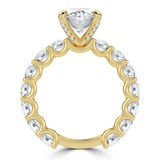 Oval Lab Created Diamond Shared U-Shape Prong Solitaire with Accents Engagement Ring in Yellow Gold (MVSLG1661-Y)