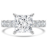 Princess Lab Created Diamond Shared U-Shape Prong Solitaire with Accents Engagement Ring in White Gold (MVSLG1662-W)