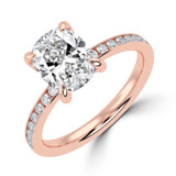 Cushion Lab Created Diamond Channel Set Solitaire with Accents Engagement Ring in Rose Gold (MVSLG1664-R)