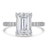 Emerald Lab Created Diamond Channel Set Solitaire with Accents Engagement Ring in White Gold (MVSLG1665-W)